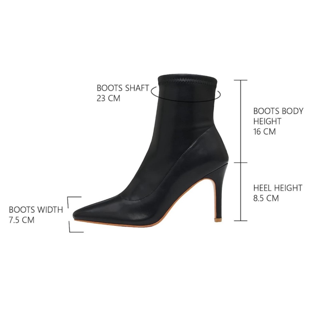 Black Leather Pointed-Toe Ankle Booties - Women's Fashion Booties - Picture 3 of 9